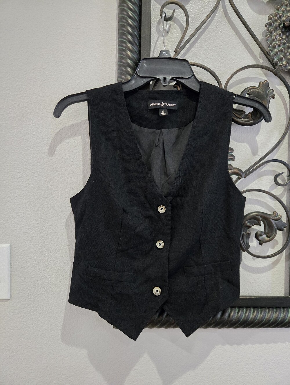 Almost Famous Black Sleeveless Button Vest